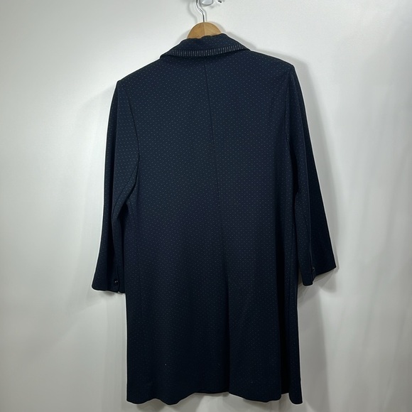 CAbi Carriage button front jacket navy blue dotted long  5658 size large - Picture 8 of 11